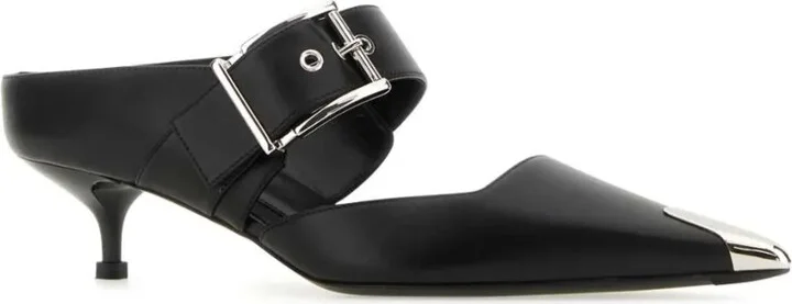 Punk Buckle 40mm leather mules - Image 2