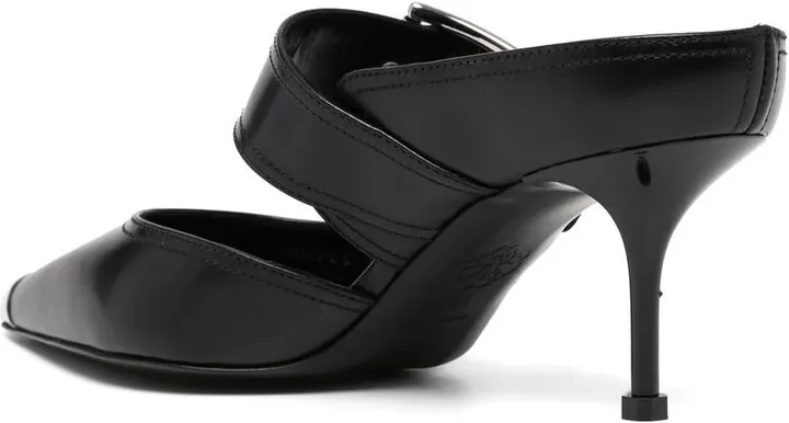 Punk Buckle 40mm leather mules - Image 3