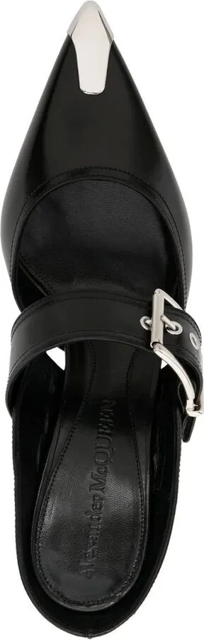 Punk Buckle 40mm leather mules - Image 4