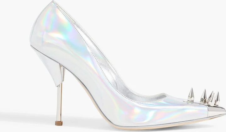Punk Stud iridescent leather pumps