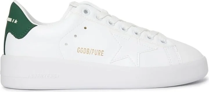 Purestar White Star and Matte Green Heel Tab Women's Sneakers