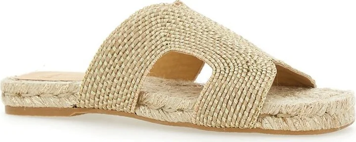 'Puri' Beige Sandals With Open Toe And Flat Sole In Fabric Woman - Image 2