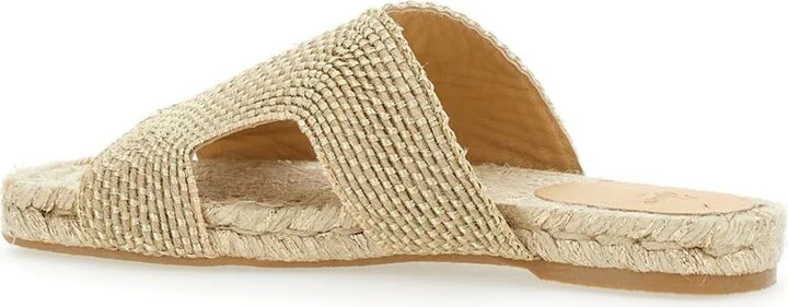 'Puri' Beige Sandals With Open Toe And Flat Sole In Fabric Woman - Image 3