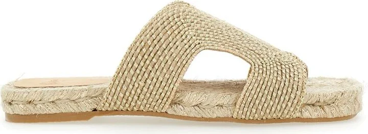 'Puri' Beige Sandals With Open Toe And Flat Sole In Fabric Woman