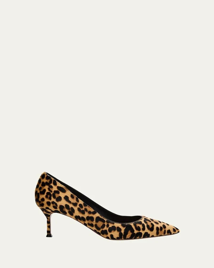 Purist Leopard-Print Pony Hair Kitten-Heel Pumps