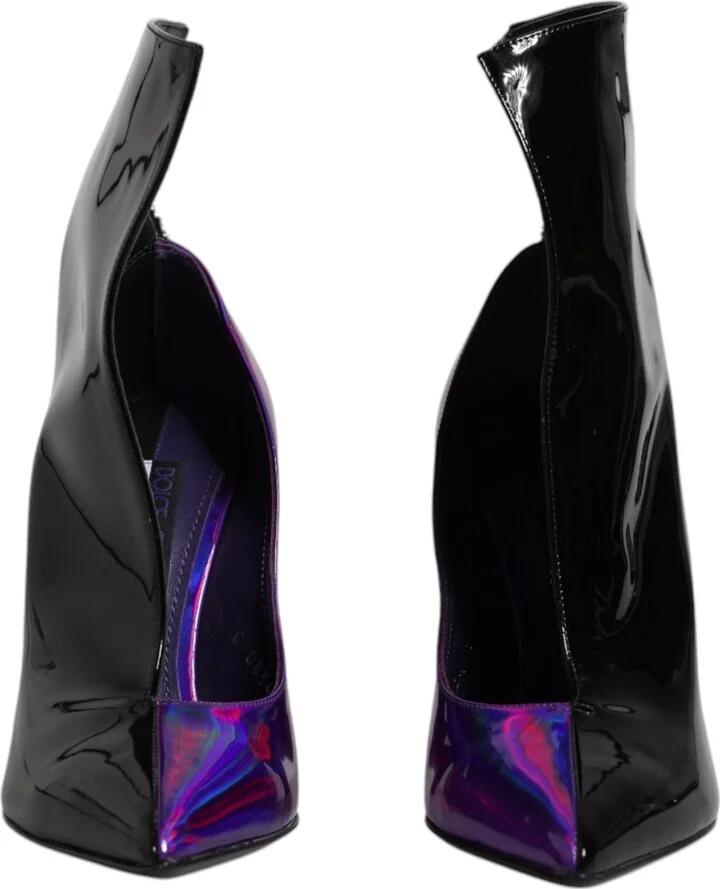 Purple Black Pointed Ankle Boots Women's Shoes - Image 2