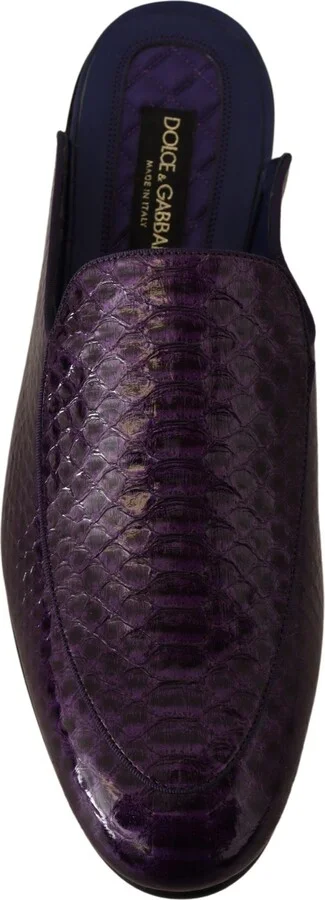 Purple Exotic Leather Flats Slides Men's Shoes - Image 2