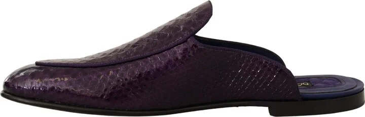 Purple Exotic Leather Flats Slides Men's Shoes - Image 6