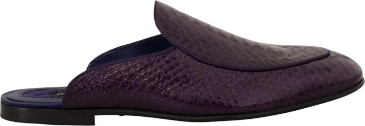 Purple Exotic Leather Flats Slides Men's Shoes