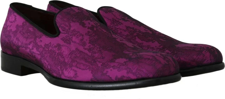 Purple Jacquard Loafers Dress Formal Men's Shoes - Image 3