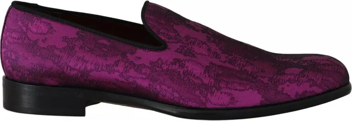 Purple Jacquard Loafers Dress Formal Men's Shoes