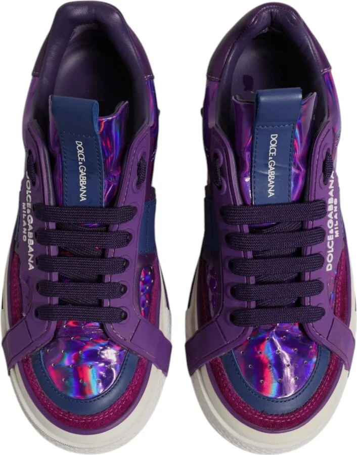 Purple Leather DG Logo Low Top Sneakers Women's Shoes (Pre-Owned) - Image 3