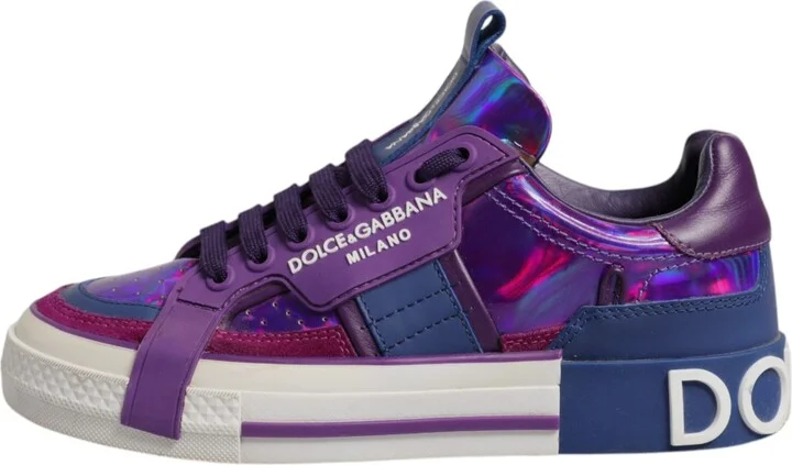Purple Leather DG Logo Low Top Sneakers Women's Shoes (Pre-Owned) - Image 6