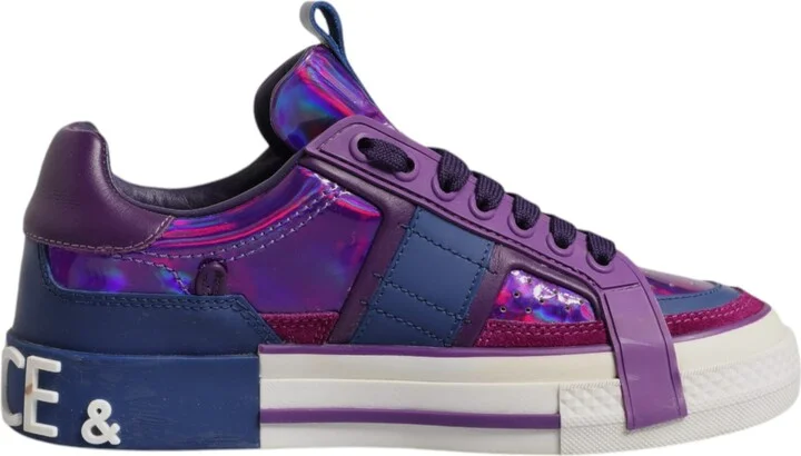 Purple Leather DG Logo Low Top Sneakers Women's Shoes (Pre-Owned)