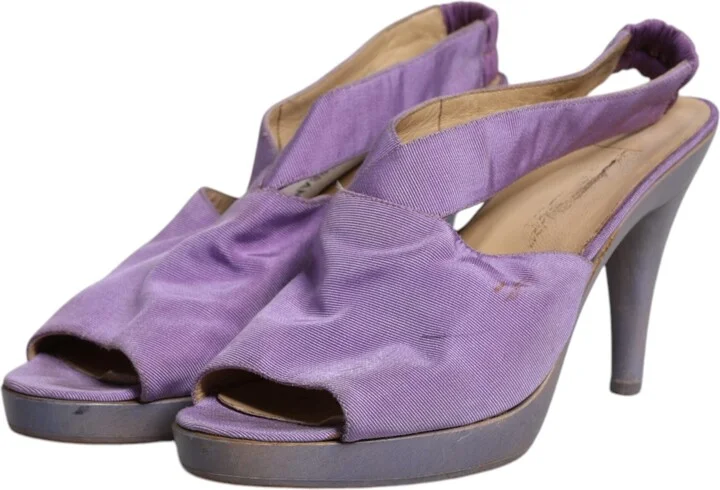 Purple Platform Slingback Heels Sandals Women's Shoes (Pre-Owned) - Image 4