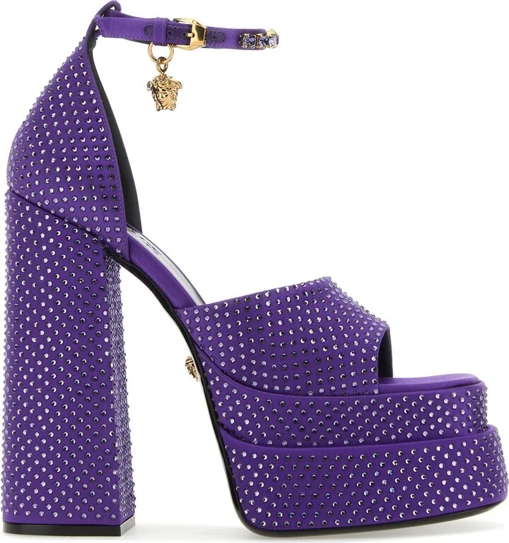 Purple satin Medusa Aevitas sandals