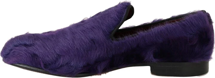 Purple Sheep Fur Leather Women's Loafers - Image 2