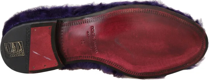Purple Sheep Fur Leather Women's Loafers - Image 3