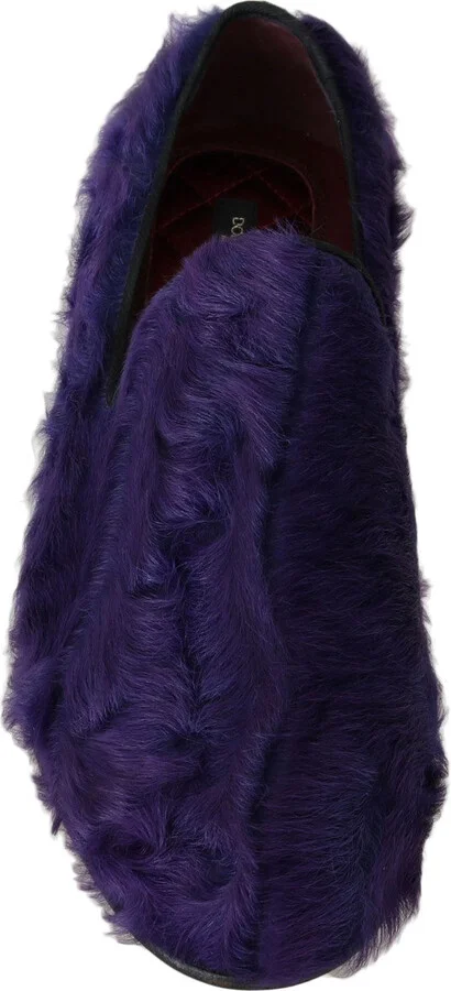 Purple Sheep Fur Leather Women's Loafers - Image 4