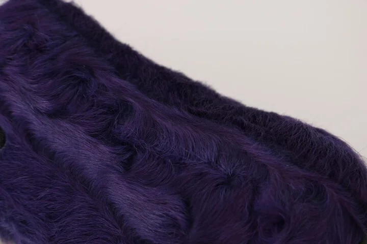 Purple Sheep Fur Leather Women's Loafers - Image 5