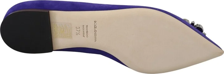 Purple Suede Crystals Loafers Flats Women's Shoes - Image 2