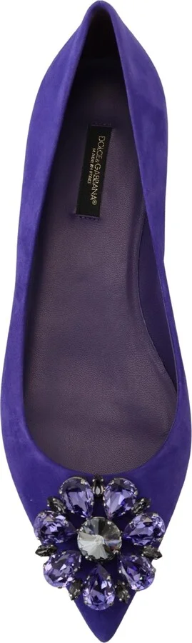 Purple Suede Crystals Loafers Flats Women's Shoes - Image 3