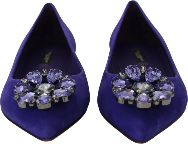 Purple Suede Crystals Loafers Flats Women's Shoes - Image 4