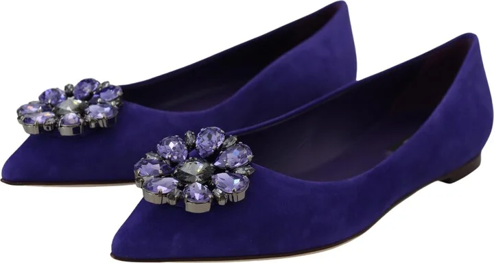 Purple Suede Crystals Loafers Flats Women's Shoes - Image 5
