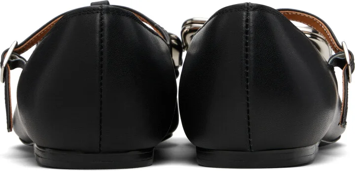Pushbutton Black Coin Purse Mary Jane Ballerina Flats - Image 2