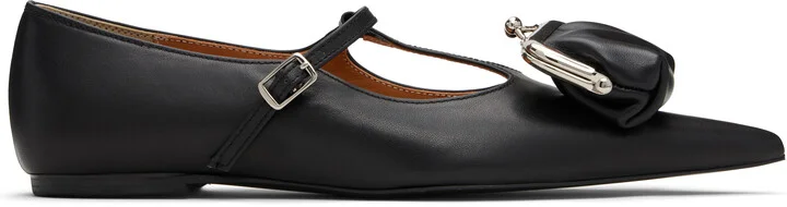 Pushbutton Black Coin Purse Mary Jane Ballerina Flats