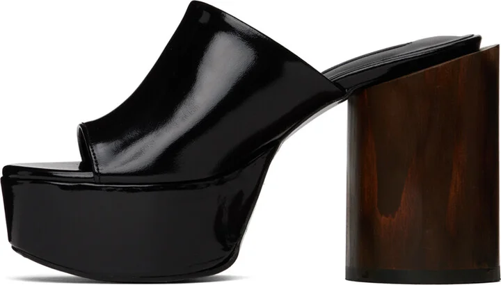 Pushbutton Black Platform Heeled Sandals - Image 3