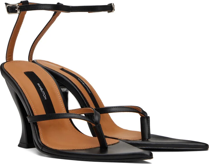 Pushbutton Black Pointy Heels - Image 4