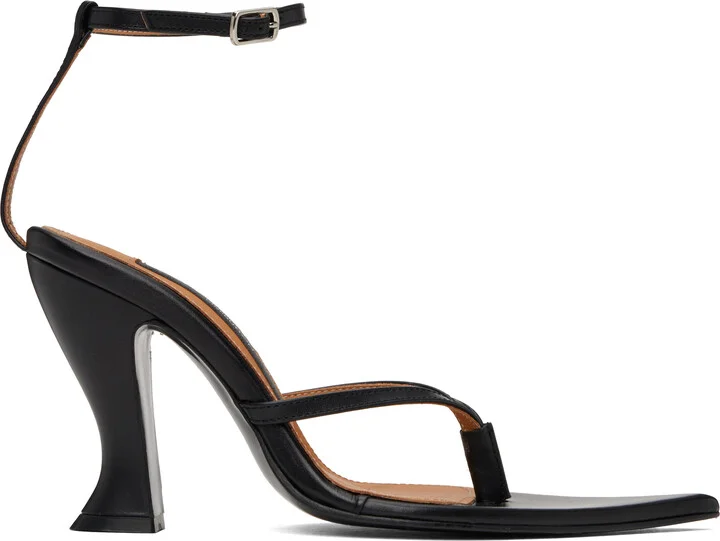Pushbutton Black Pointy Heels