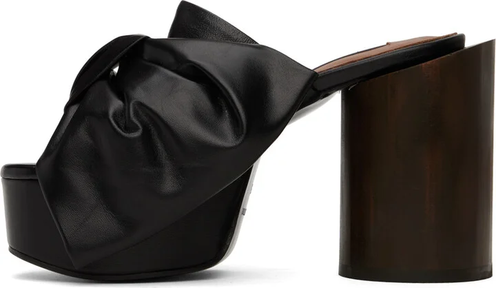 Pushbutton Black Ribbon Platform Heels - Image 3