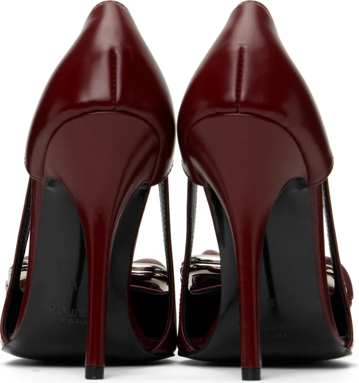 Pushbutton Burgundy Coin Purse Pointy Heels - Image 2