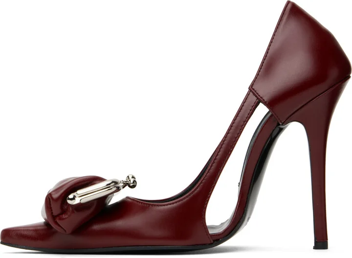 Pushbutton Burgundy Coin Purse Pointy Heels - Image 3