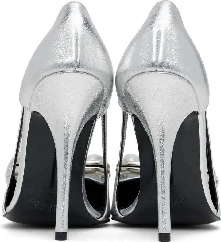 Pushbutton Silver Coin Purse Pointy Heels - Image 2