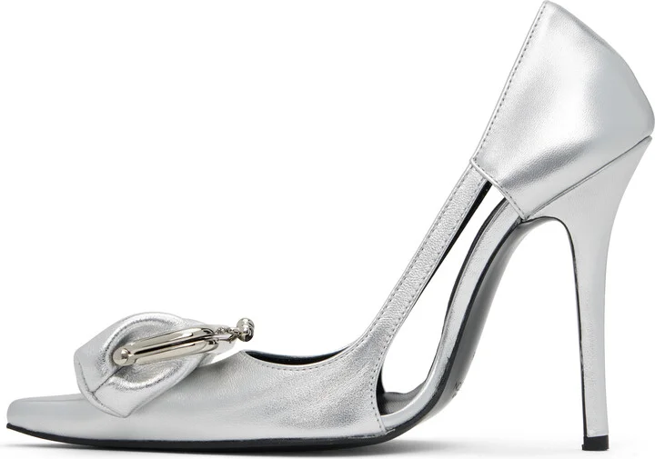 Pushbutton Silver Coin Purse Pointy Heels - Image 3
