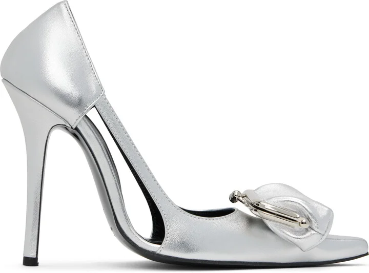 Pushbutton Silver Coin Purse Pointy Heels