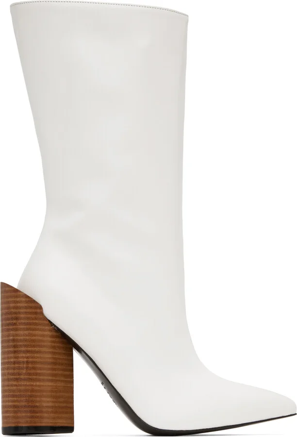 Pushbutton White Heart Boots