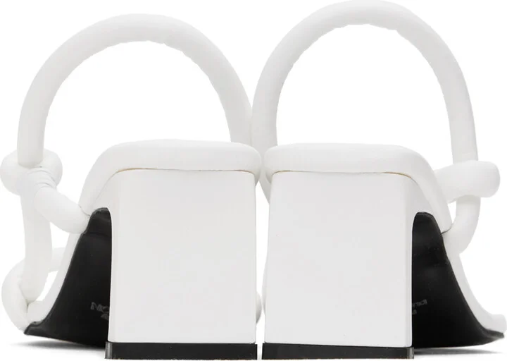 Pushbutton White Mismatched Heeled Sandals - Image 2