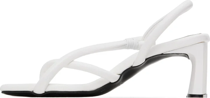 Pushbutton White Mismatched Heeled Sandals - Image 3