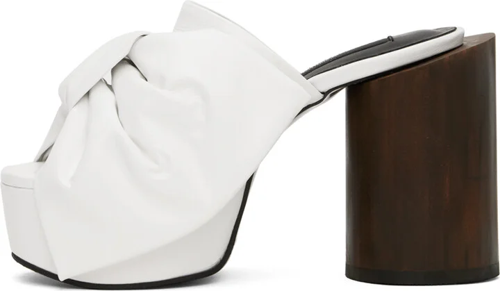 Pushbutton White Ribbon Platform Heels - Image 3