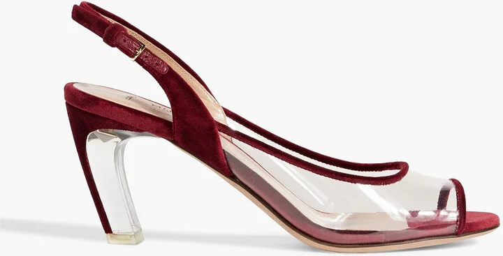PVC and velvet sandals