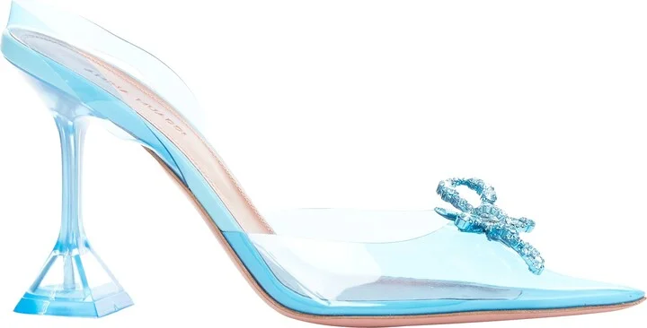 PVC aqua crystal bow heels