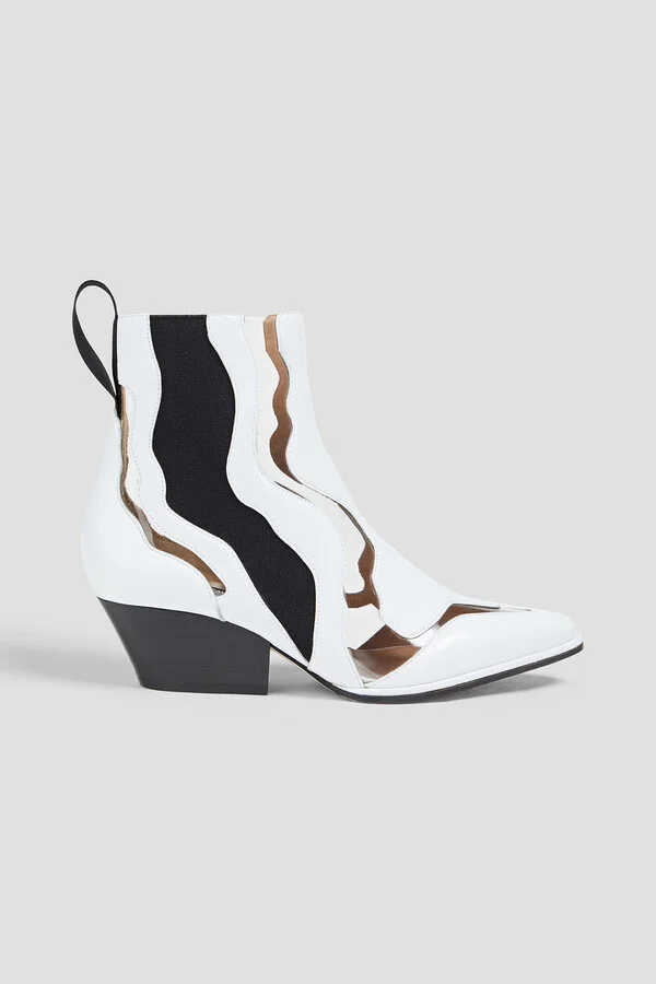 PVC-trimmed leather ankle boots