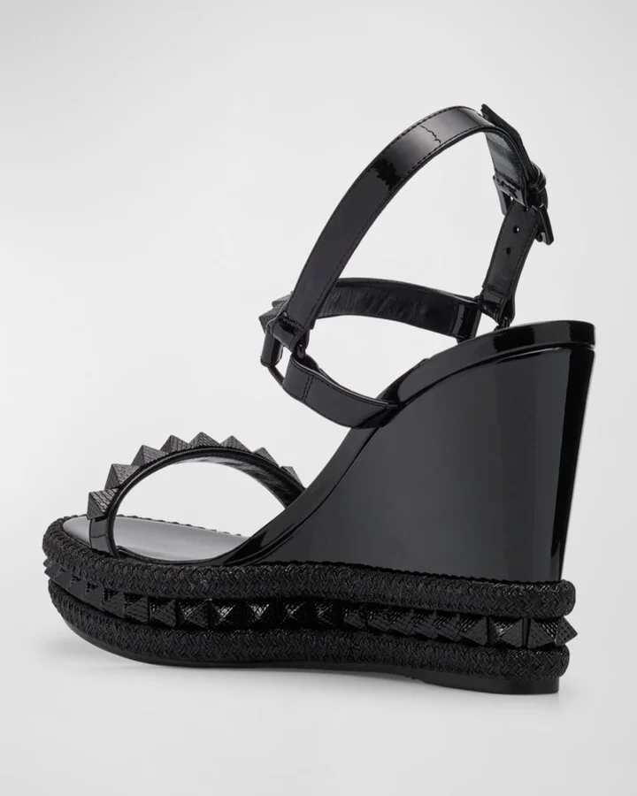 Pyraclou Metallic Spike Red Sole Wedge Sandals - Image 7