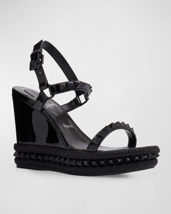 Pyraclou Metallic Spike Red Sole Wedge Sandals - Image 10