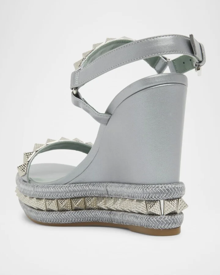 Pyraclou Metallic Spike Red Sole Wedge Sandals - Image 3