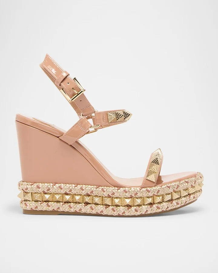 Pyraclou Metallic Spike Red Sole Wedge Sandals